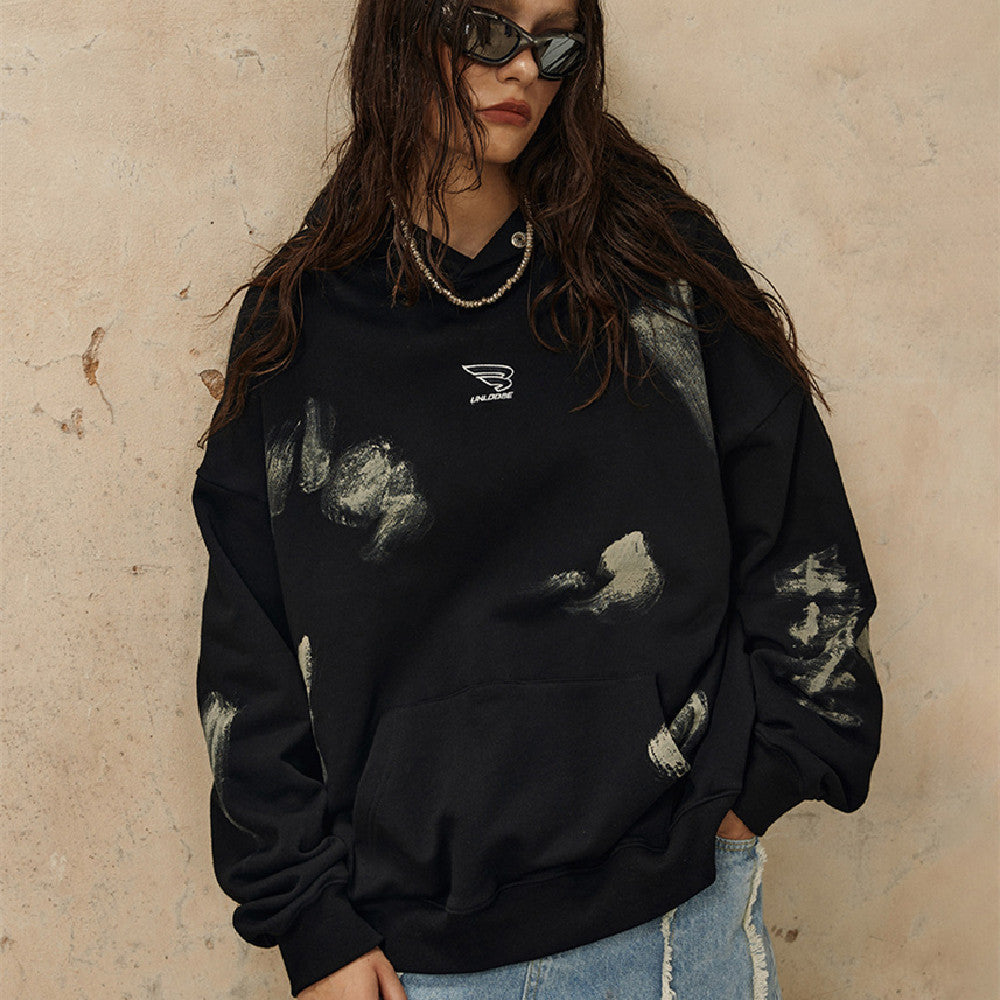 Autumn New Men's Sweater Embroidery Craft Handmade Painting DIRTY FIT Style Hoodie