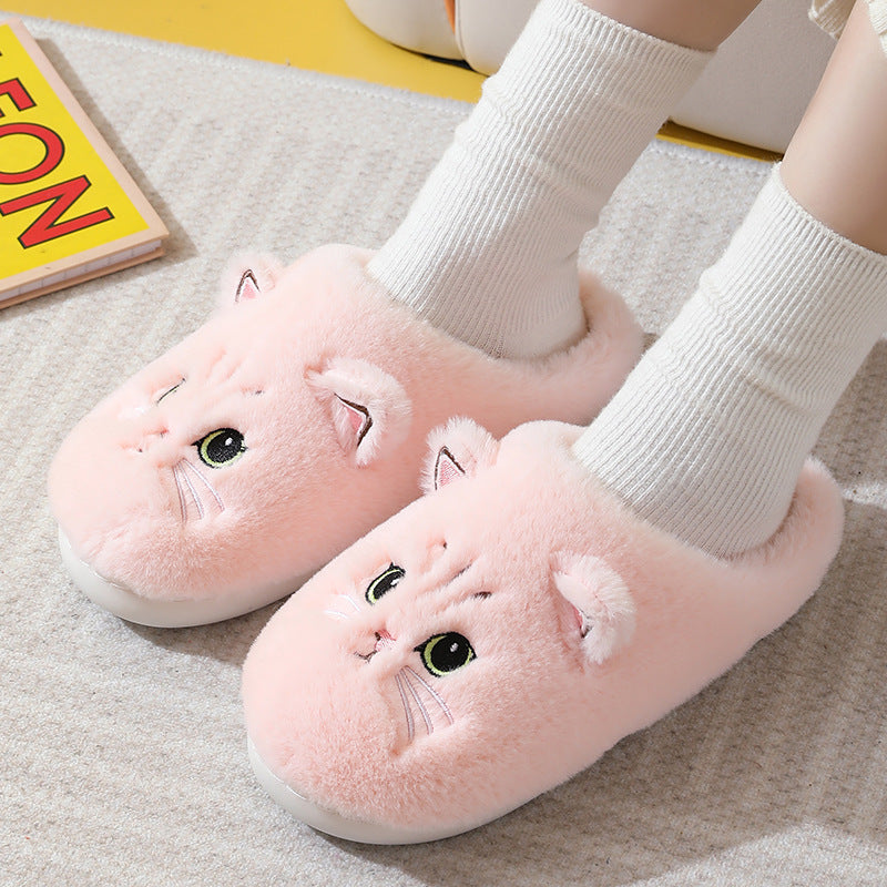Cotton Couple Kitty Cartoon Cute Velvet Warm Slippers