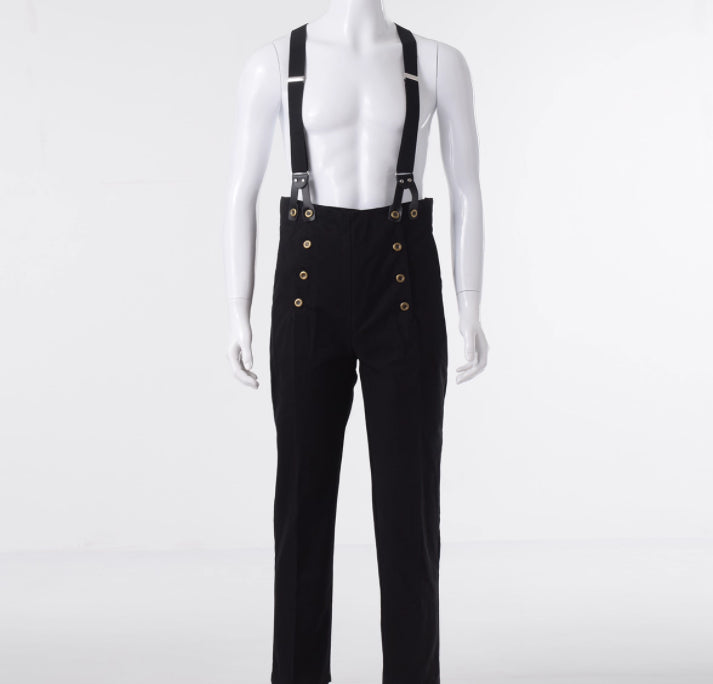 Men's Retro High Waist Double Breasted Casual Straight Pants
