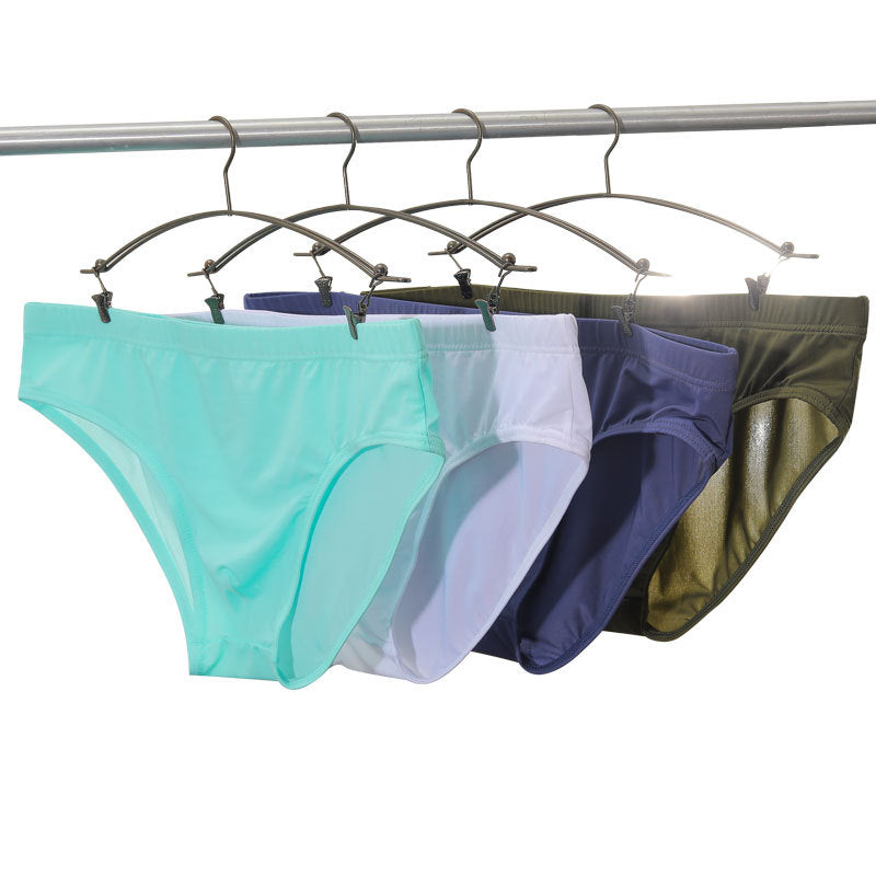 Men's Ice Silk Breathable Low Waist Ultra-thin Nylon Briefs