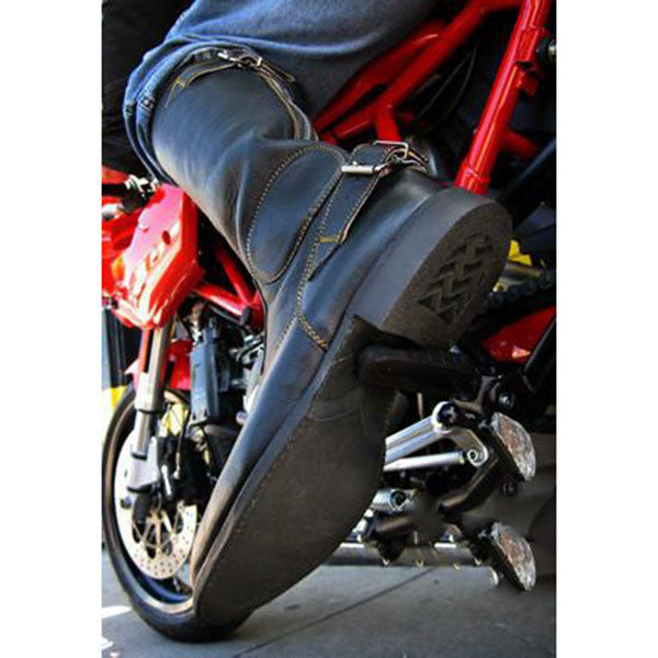 Men's Large Size Motorcycle Boots With High Metal Trim