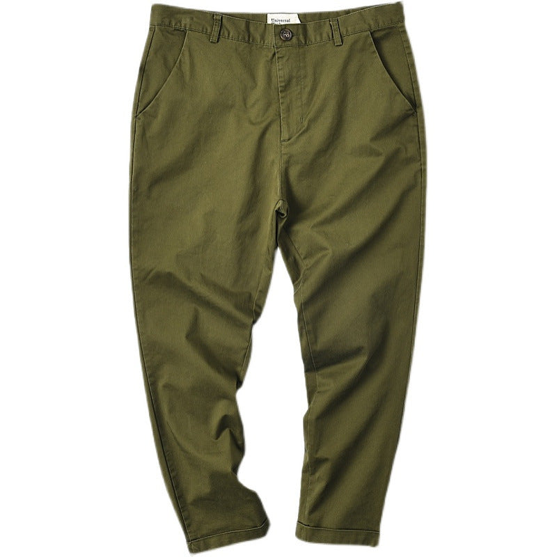 Men's Cotton Twill Stretch Slim Casual Pants Straight