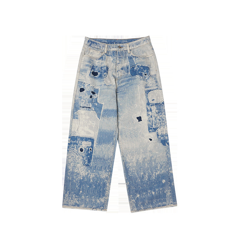 Washed Tie-dyed Digital Printing Jeans