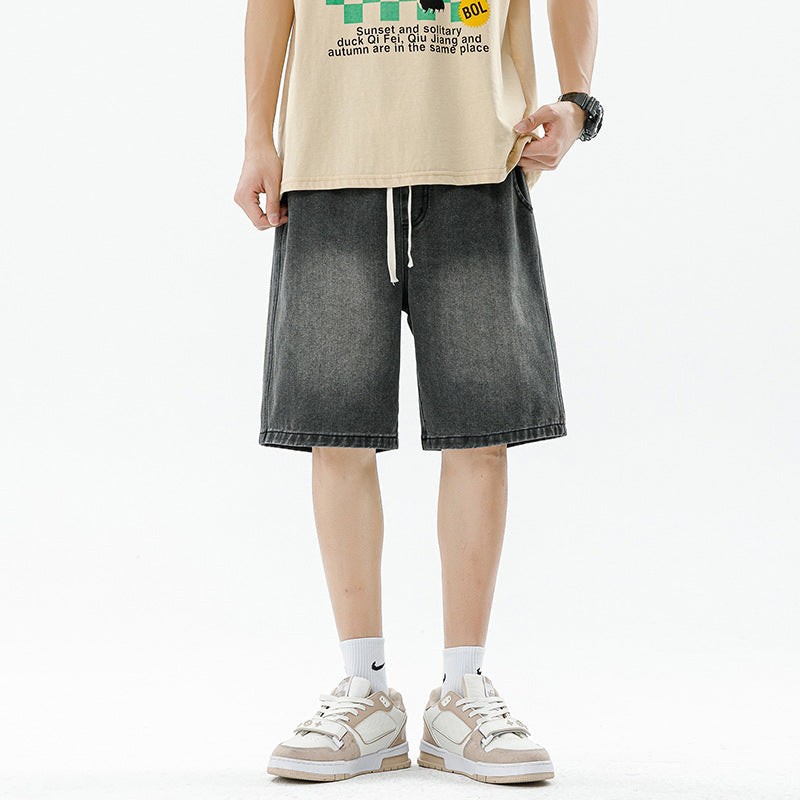 Men's Light Color Retro Straight Denim Shorts