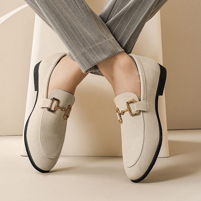 Men's Plus Size British Metal Buckle Casual Leather Shoes