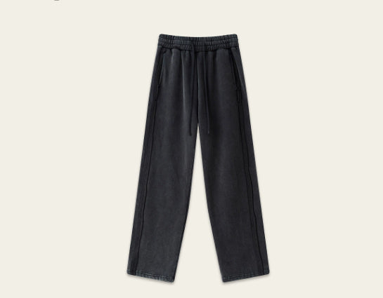 Trendy West Coast Vintage Brushed Fleece Distressed Sweatpants Casual Pants For Men