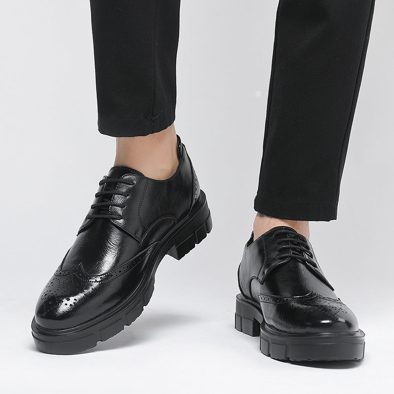 Men's Cowhide Business Suit Casual Elevator Shoes