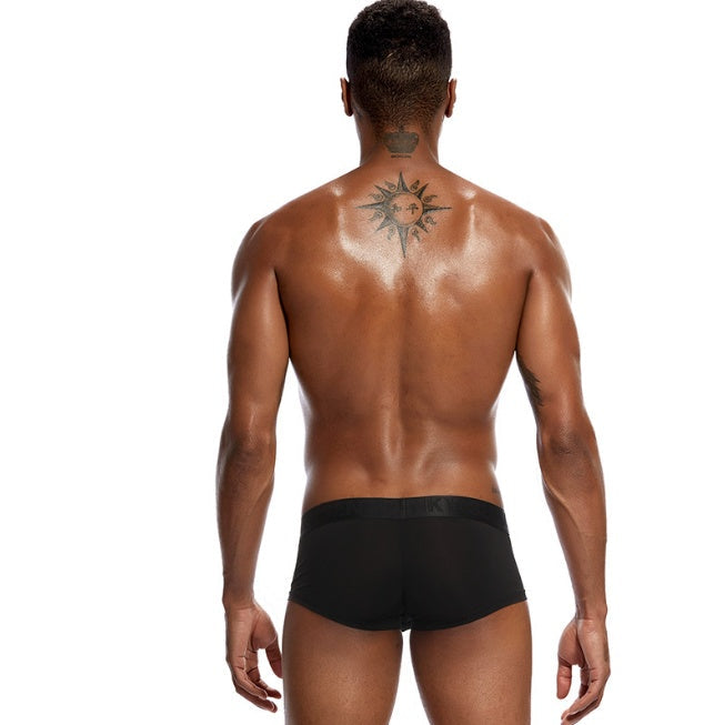 Nylon Ice Silk Underwear Men's Boxer Wide Rubber Band Low Waist Sexy