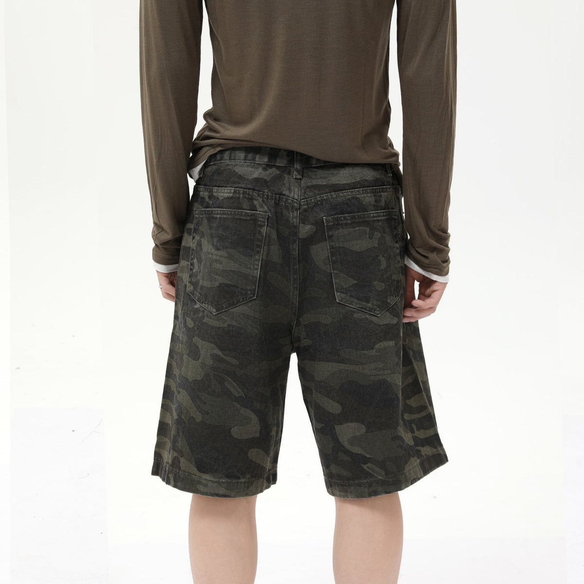 Men's American-style Camouflage Loose Wide Leg Leisure Denim Shorts