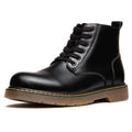 Retro Black Mid-top Round Head Ankle Boots