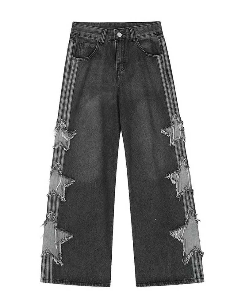 American-style XINGX Patch Straight Jeans