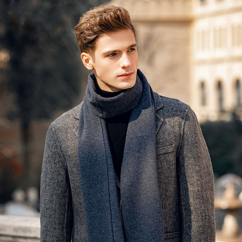 Men's Solid-color Wool Knitted Scarf