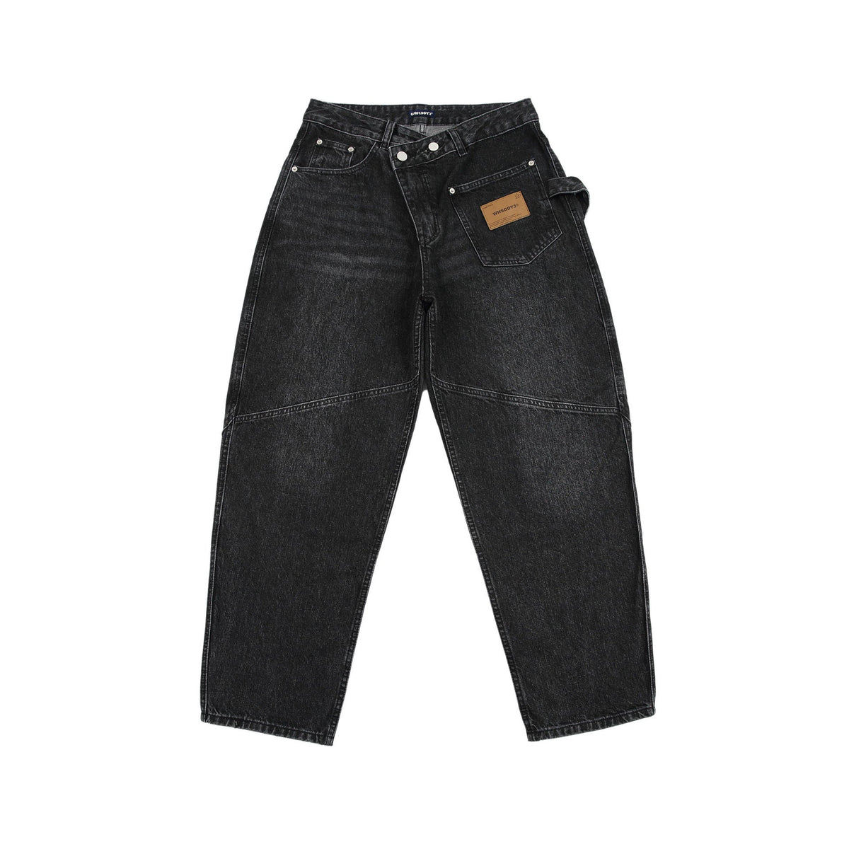 Retro Heavy Washed Oblique Placket Pocket Design Cargo Jeans