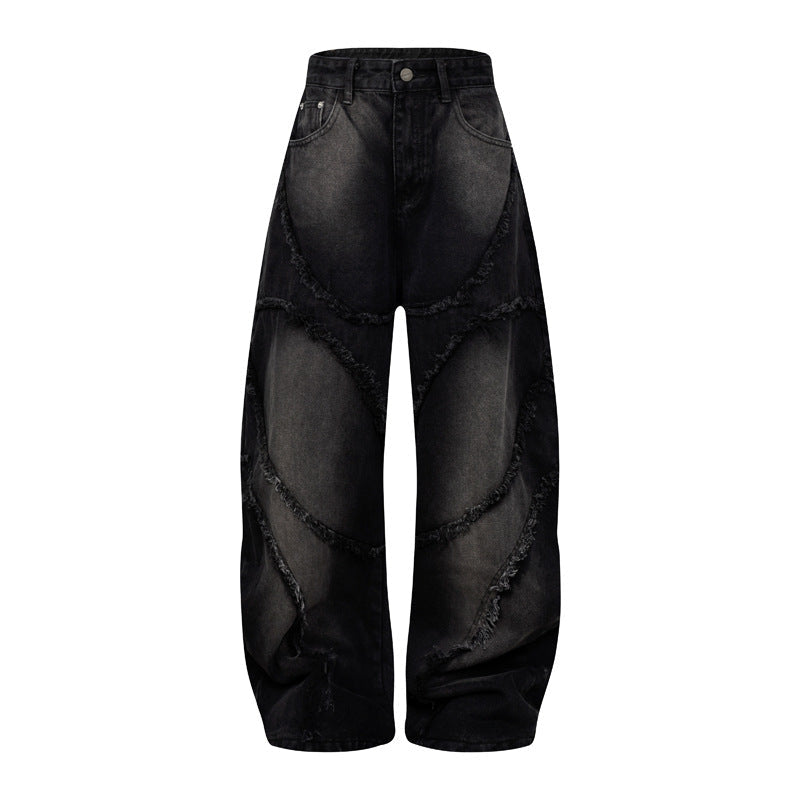 Heavy Industry Washed Old Straight Loose Wide-leg Draggle-tail Trousers