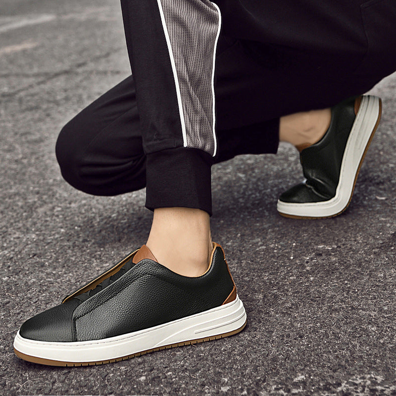 Low-top Slip-on Genuine Leather Top Layer Cowhide Casual Shoes