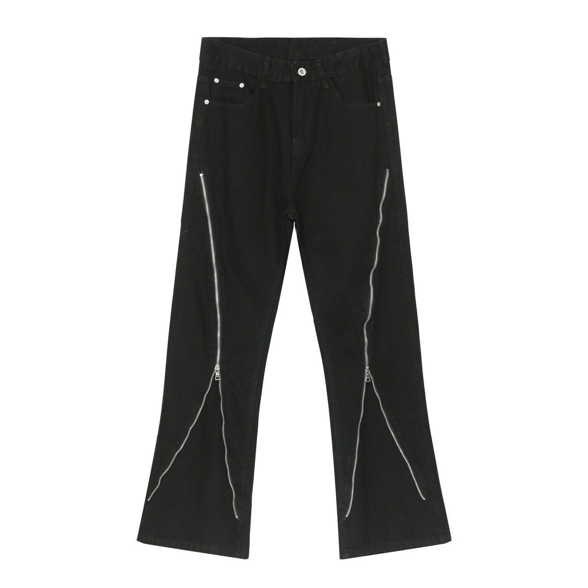 Street Dark Loose Slightly Flared Jeans Zipper Design Men's Pants