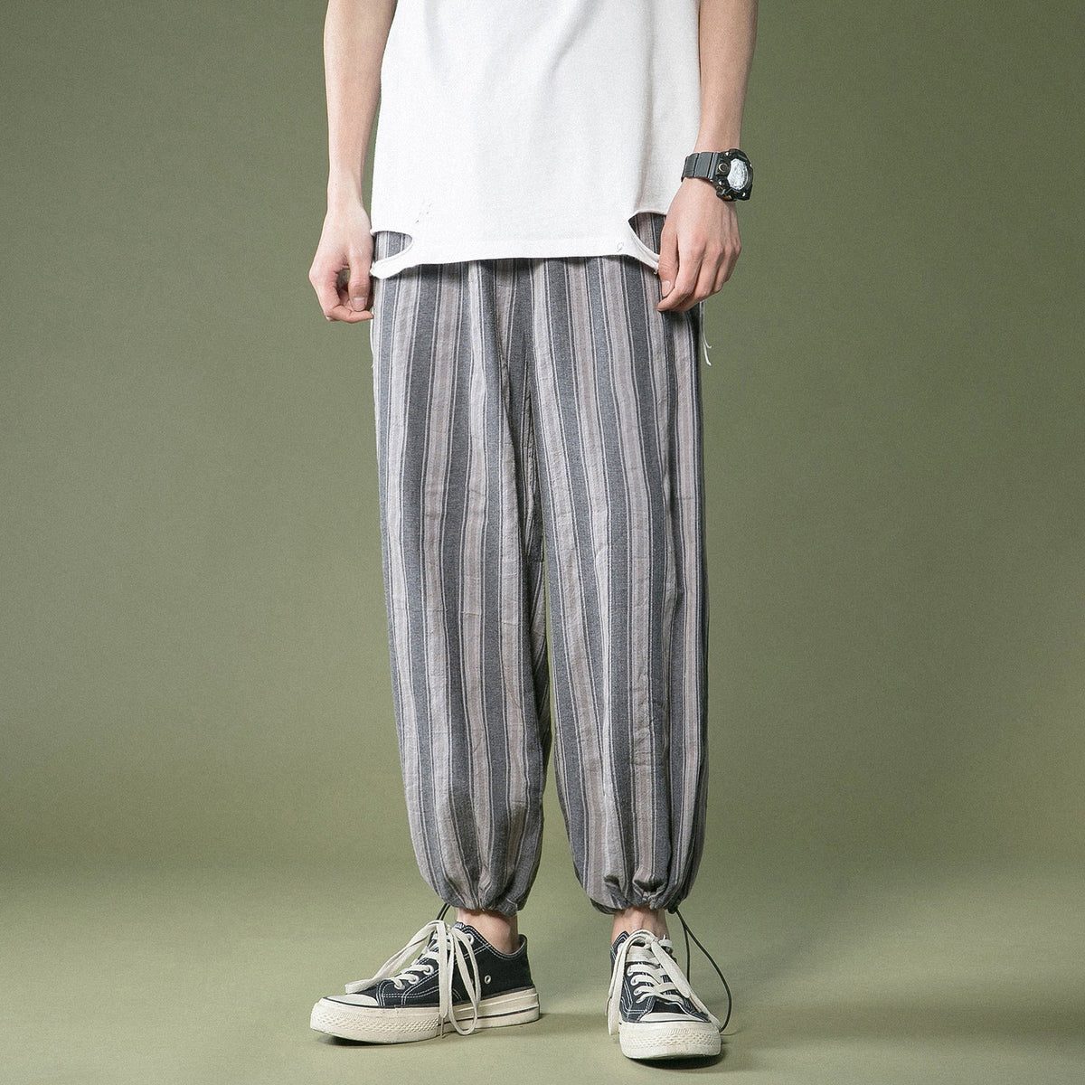 Thin High Waist Straight Lantern Harem Pants