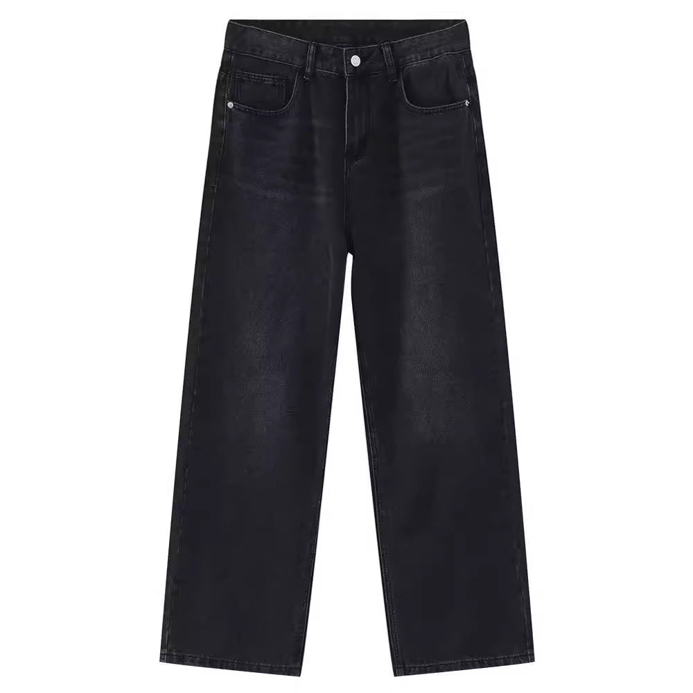 Gray Plus Size Loose Straight Pants