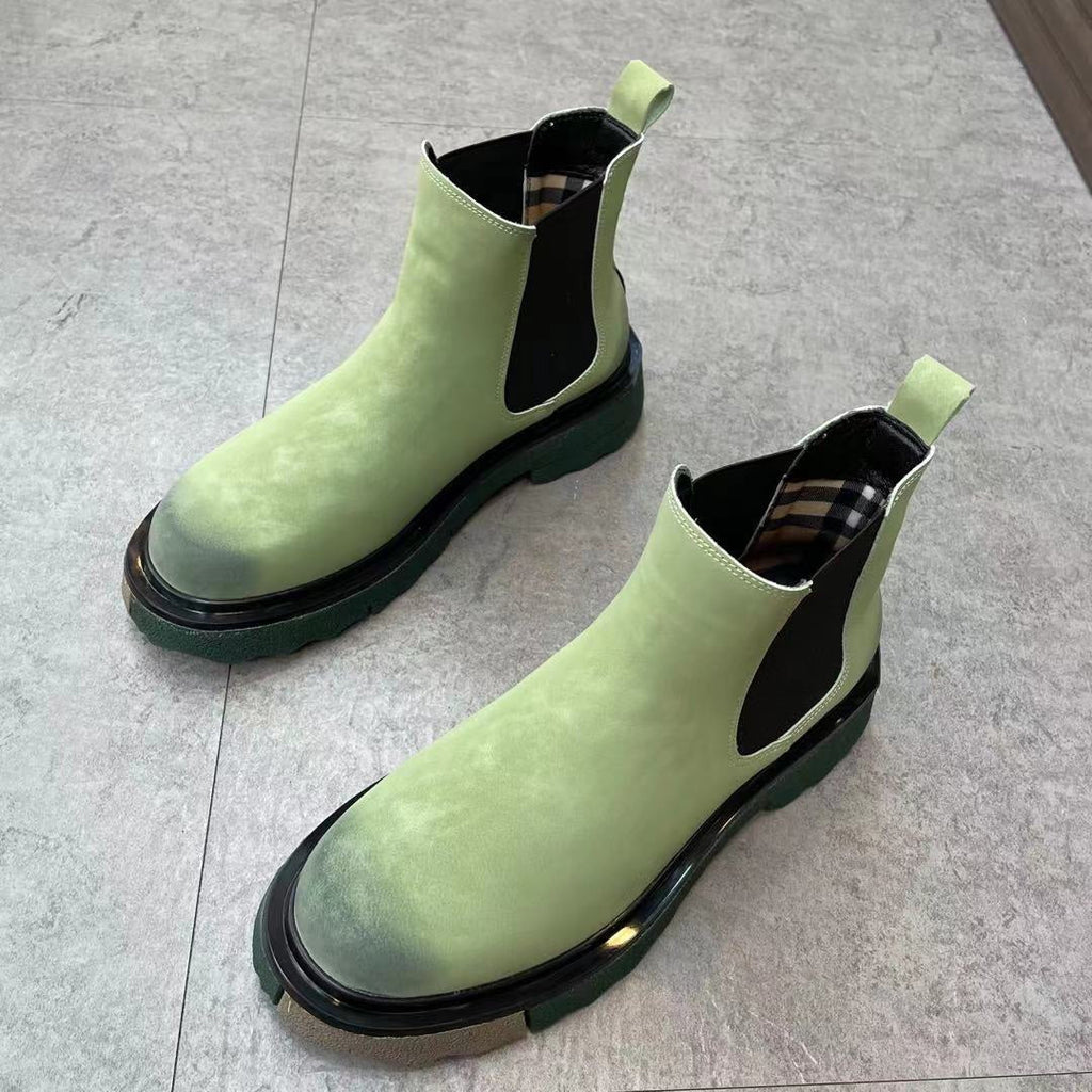 Men's Thick-soled Thick-heeled Round Scalp Martin Boots
