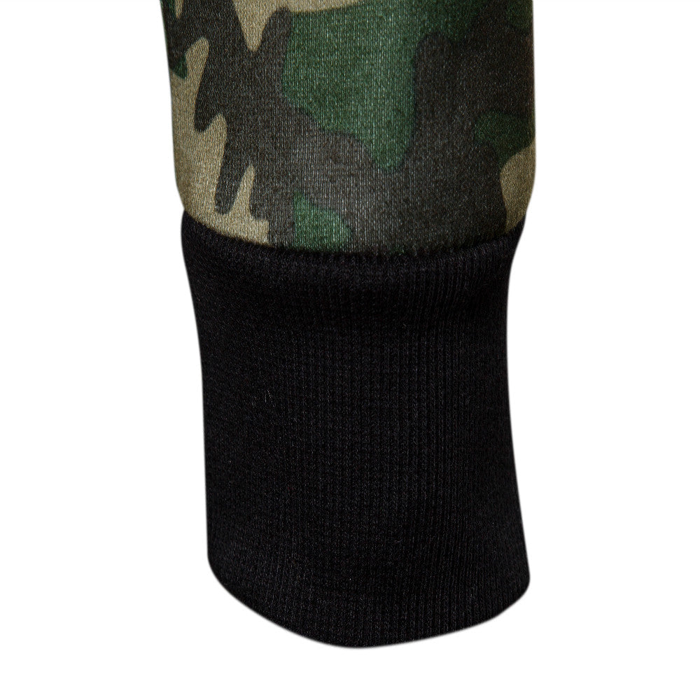 Men's Camouflage Stitching Solid Color Round Neck Sweater