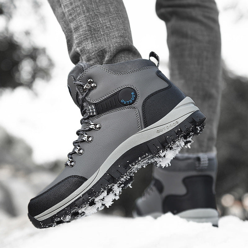 Winter Snow Boots Men Warm Plush Ankle Boots Hiking Lace-up boots