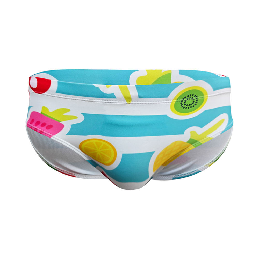 Low Waist Fruit Printed Men's Swim Briefs Quick-drying With Cup
