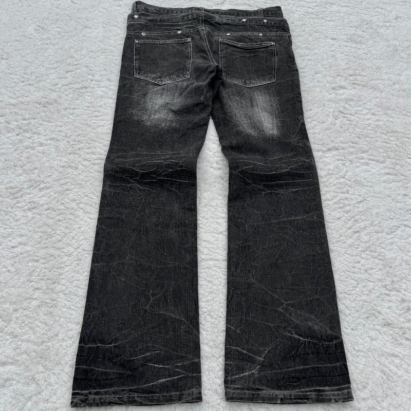 Slightly Flared Double Waist Lace Pants For Men And Women