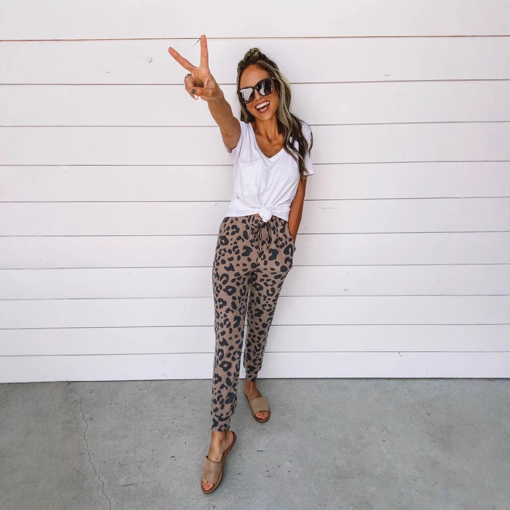 Fashionable Leopard Print Irregular Pattern Casual Pants