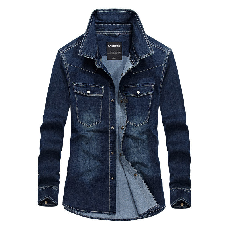 Men's Long Sleeved Denim Shirt Outdoor Leisure