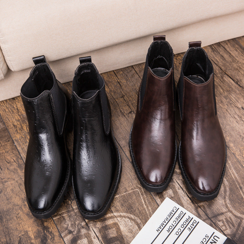 Vintage High-top Embossed Leather Shoes