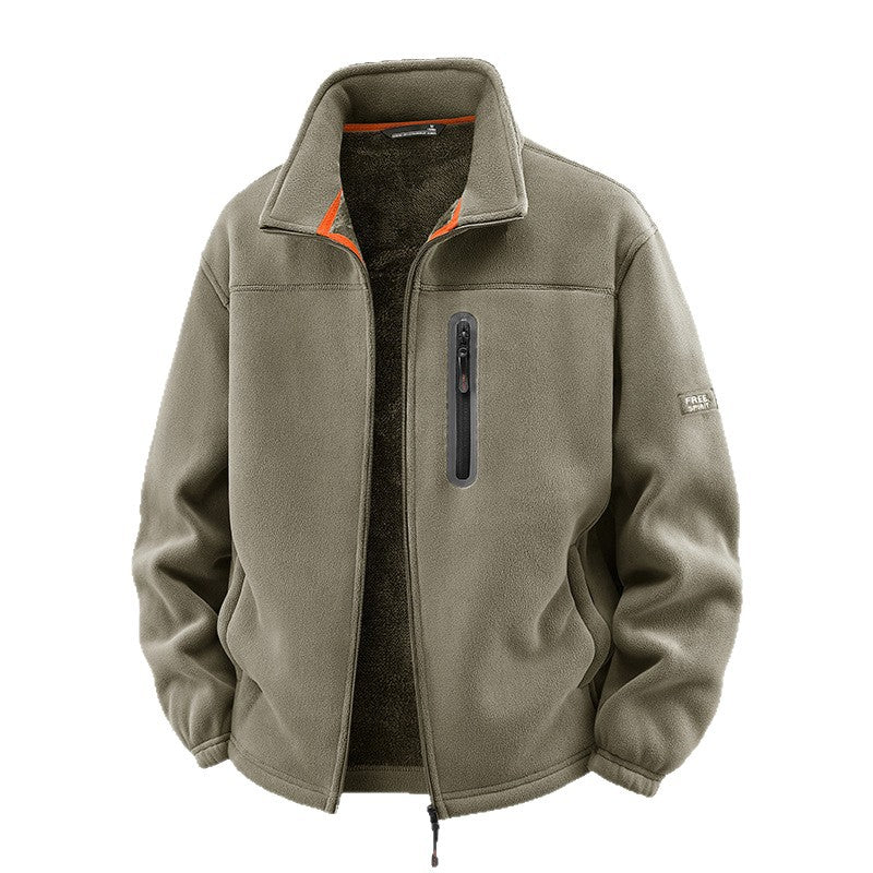Fleece Sweater Men's Outdoor Casual Stand Collar Warm Jacket