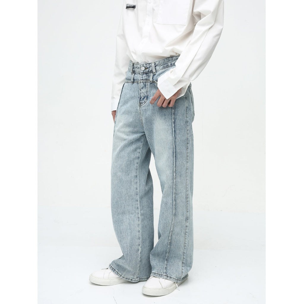 Men's American-style Retro Casual Worn Looking Washed-out Jeans