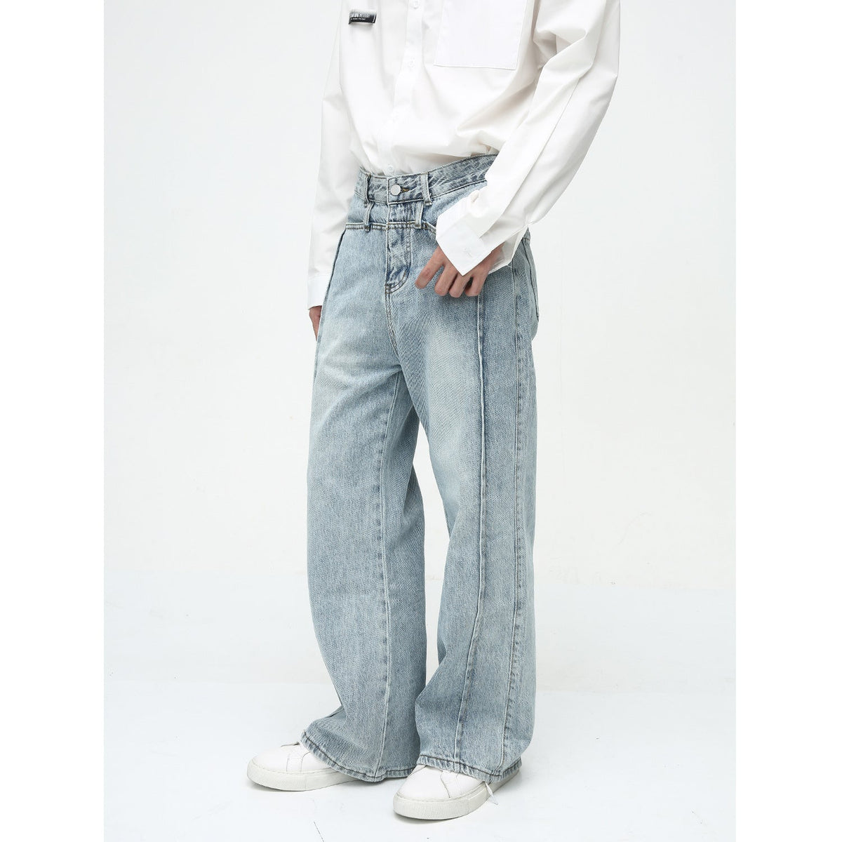 Men's American-style Retro Casual Worn Looking Washed-out Jeans