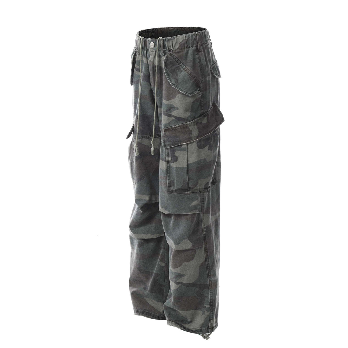 American Retro Mechanical Pleated Multi-pocket Camouflage Denim Men's And Women's Work Clothes