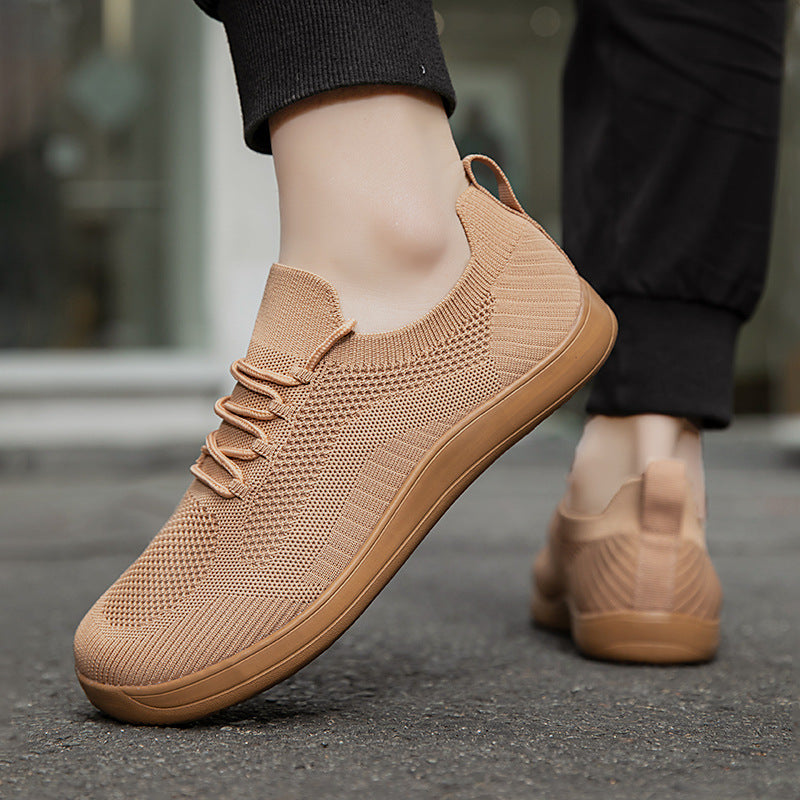 Fly Woven Mesh Breathable Couple Wide Head Wide Last Bare Feet Casual Sneaker