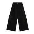 European And American High Street Geometric Pattern Rivet Design Sports Pants