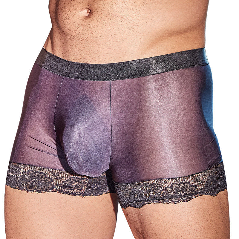 Men's Simple Lace Sexy Boxer Briefs