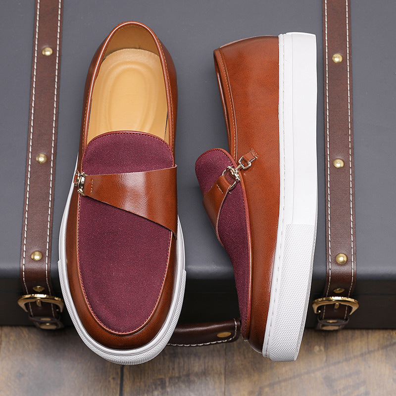 Men's Leather Shoes Horsebit Buckle Slip-on