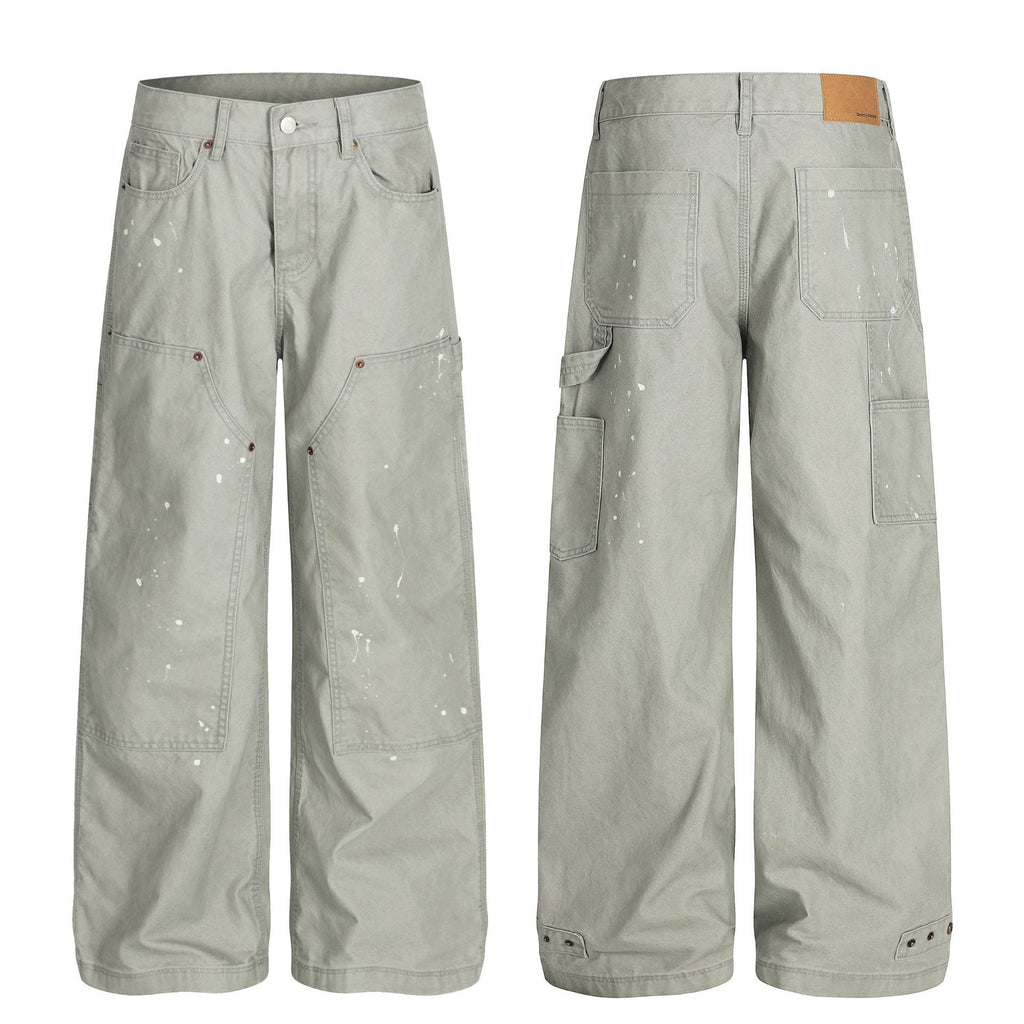 Retro Hand-dotted Ink Men's Loose Casual Work Pants