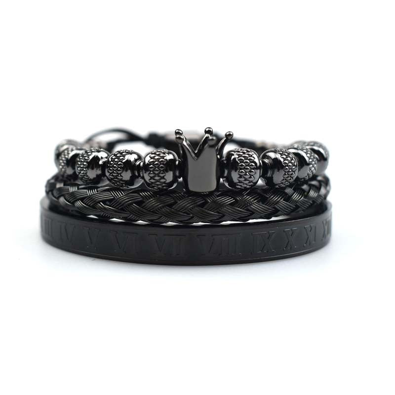 Luxury Roman Royal Crown Charm Bracelet Men