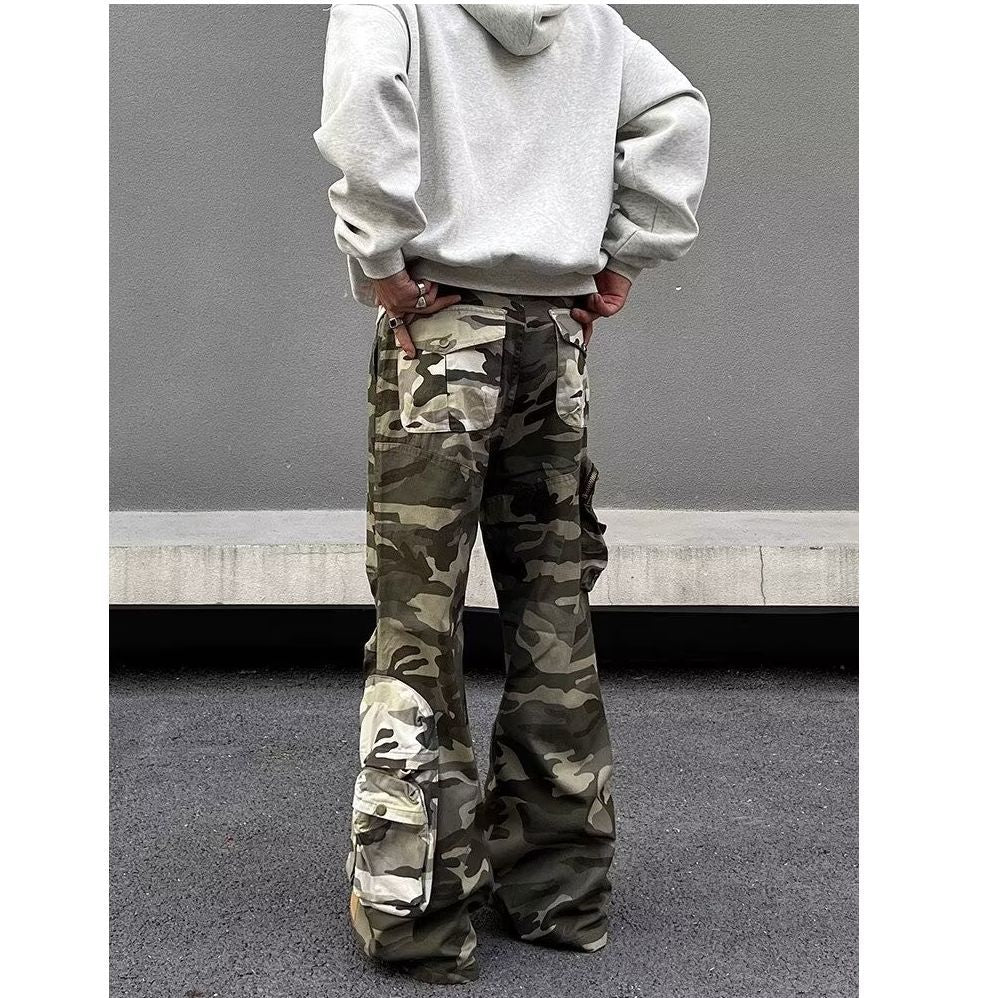 Men's Contrast Color Three-dimensional Pocket Overalls