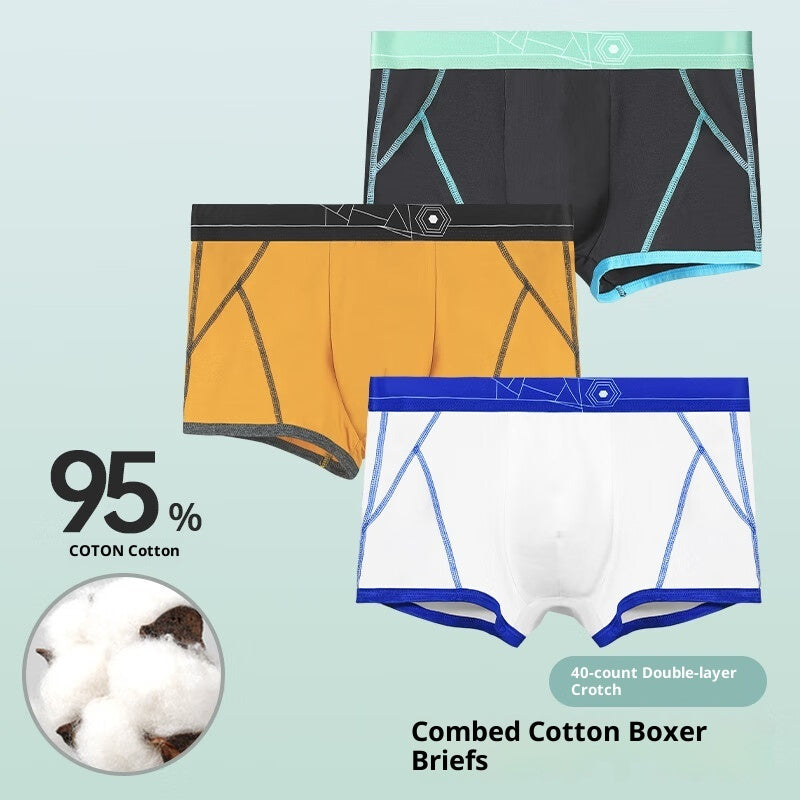 Men's Pure Cotton Comfortable Boxer Briefs With Stripe Print
