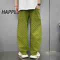 Loose Straight Washed Denim Large Pocket Pants Trendy