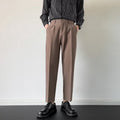 Black Straight-leg Draping Cropped Loose-fit Pants