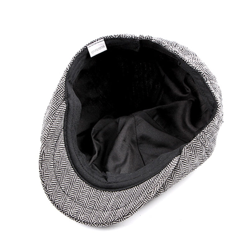 Fashion Retro Octagonal Hat Male Fashion Plaid Beret