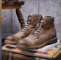Mid-cut Gray Round Toe Solid Color Artificial PU Men's Boots