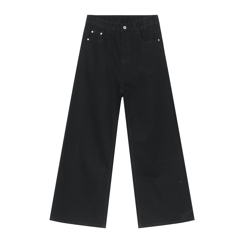 Retro Washed Pattern Simple Straight Casual Jeans