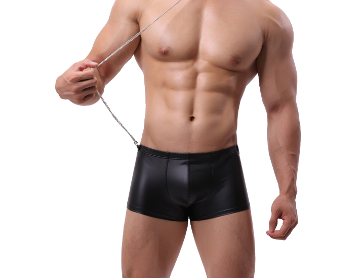 Silver Men's Underwear Tp R479g Bronzing Imitation Leather Sexy Vanskoos Boxers Underpants Men VS010PJ