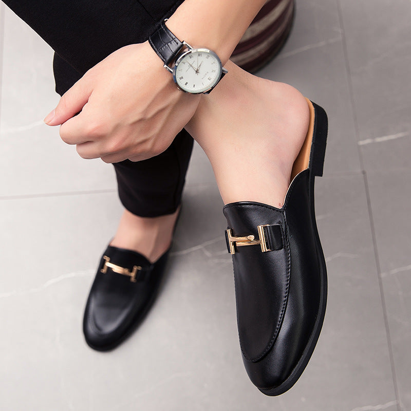 Half Slippers Personality Wear British Style Closed Toe Without Heel Casual Sandals