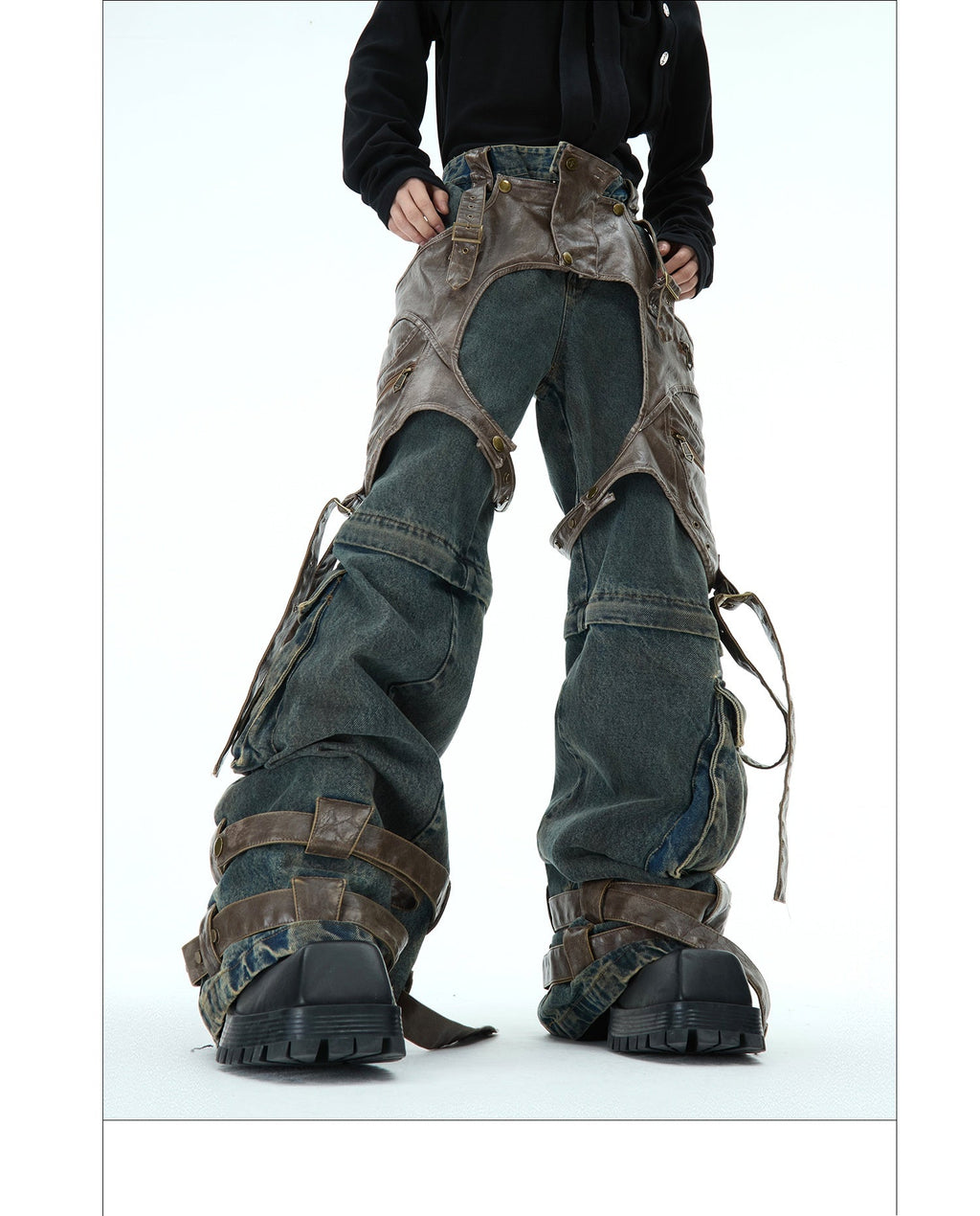 Retro Deconstructed Jeans Men's Detachable Stitching